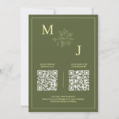 Invitation Mariage élégant avec QR Code vert (Dos)