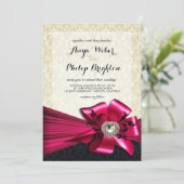 Invitation Mariage Élégant avec Ruban en Satin Diamante | ivo (Debout devant)