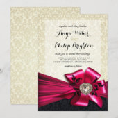 Invitation Mariage Élégant avec Ruban en Satin Diamante | ivo (Devant / Derrière)