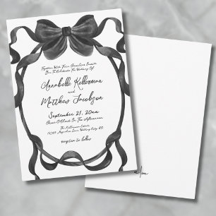 Invitation Mariage Élégant avec un Nœud Noir