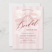 Invitation Mariage élégant avec un nœud rose pour la douche d (Devant)