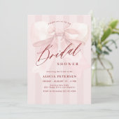 Invitation Mariage élégant avec un nœud rose pour la douche d (Debout devant)