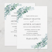 Invitation Mariage Élégant avec Verdure d'Eucalyptus (Devant / Derrière)
