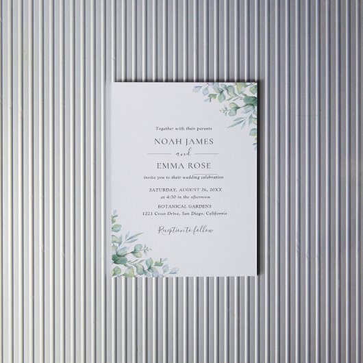Invitation Mariage Élégant avec Verdure d'Eucalyptus