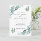 Invitation Mariage Élégant avec Verdure d'Eucalyptus (Debout devant)