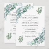 Invitation Mariage Élégant avec Verdure d'Eucalyptus (Devant / Derrière)