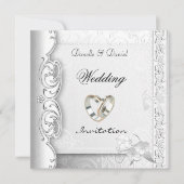 Invitation Mariage Elegant Bagues de dentelle blan (Devant)