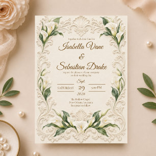 Invitation Mariage Élégant Baroque au Lys Calla