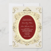 Invitation Mariage élégant baroque or et burgundy (Devant)