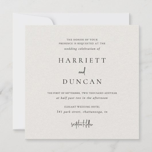 Invitation Mariage élégant Beige Beige neutre intemporel (Devant)
