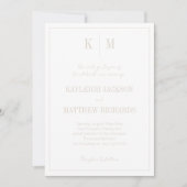 Invitation Mariage élégant beige chaud Monogramme  (Devant)
