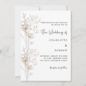 Invitation mariage élégant beige crème fleur sauvage (Devant)