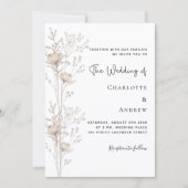 Invitation mariage élégant beige crème fleur sauvage (Devant)