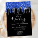 Invitation Mariage élégant Black Blue Silver Parties scintill<br><div class="desc">Invitation vos amis et votre famille pour célébrer votre journée spéciale avec ces cartes de faire-part de mariage gouttes de parties scintillant noir, argent et bleu. Customisez avec vos noms, et toutes vos informations de mariage. Cette collection de mariages et de mariages d'application de la loi sur le thème de...</div>