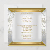 Invitation Mariage Elegant Blanc Argent Or (Dos)