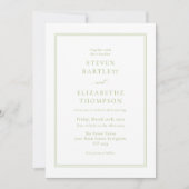 Invitation Mariage élégant blanc et vert (Devant)