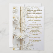 Invitation Mariage élégant Blanc Or Floral Bamboo Elite (Dos)