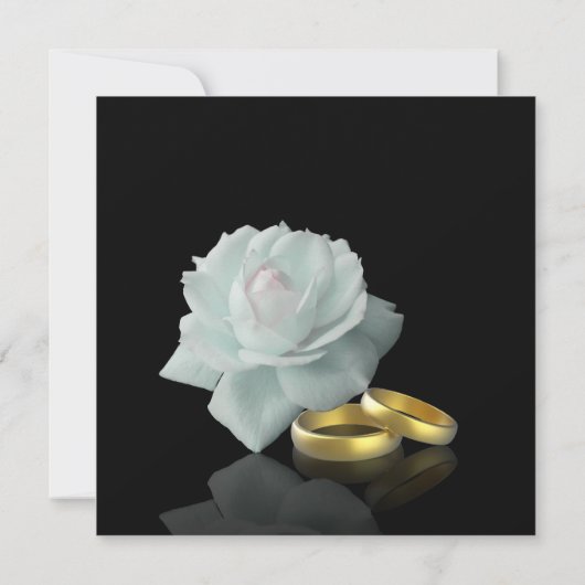 Invitation Mariage élégant Blanc Rose Or Cercles Noir (Dos)