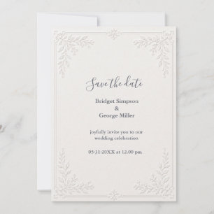 Invitation Mariage élégant blanc style Damask Lace embossé
