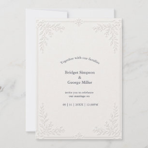 Invitation Mariage élégant blanc style Damask Lace embossé