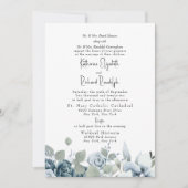 Invitation Mariage élégant, bleu bleu bleu foncé (Devant)