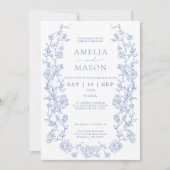 Invitation Mariage élégant bleu Dusty bleu Vintage (Devant)