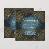 Invitation Mariage Élégant Bleu et Noir (Devant / Derrière)
