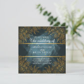 Invitation Mariage Élégant Bleu et Noir (Debout devant)