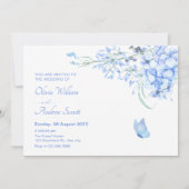 Invitation Mariage élégant bleu violet fleuri (Dos)