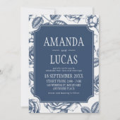 Invitation Mariage Elegant Blue Chinoiserie (Devant)