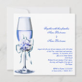Invitation Mariage élégant Blue Navy Roses floraux (Dos)