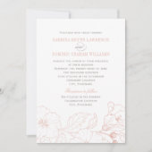 Invitation Mariage Élégant Blush Hibiscus et Gris (Devant)