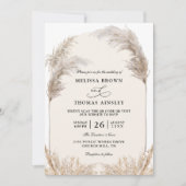 Invitation Mariage élégant Boho floral Pampas Budget QR Code (Devant)