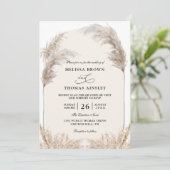 Invitation Mariage élégant Boho floral Pampas Budget QR Code (Debout devant)
