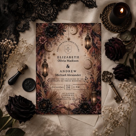 Invitation Mariage élégant Boho Goth