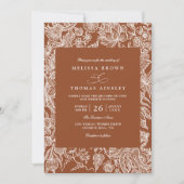 Invitation Mariage élégant Boho Terre cuite Fleur sauvage Cod (Devant)