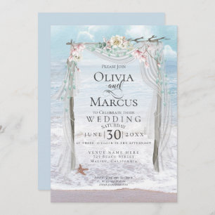 Invitation Mariage   Elégant bord de mer Driftwood Tulle Arbo