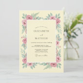 Invitation Mariage Élégant Botanique Crème (Debout devant)