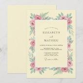 Invitation Mariage Élégant Botanique Crème (Devant / Derrière)