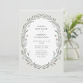 Invitation Mariage Élégant Botanique Dessiné à la Main Hérita (Debout devant)