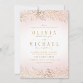 Invitation Mariage élégant, botanique et doré (Devant)
