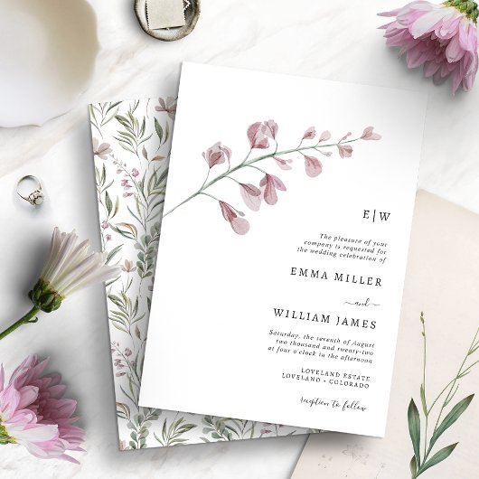 Invitation Mariage Élégant Botanique Simple