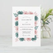 Invitation Mariage Élégant Botanique Teinte de Rose (Debout devant)