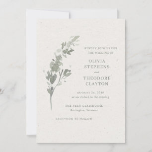 Invitation Mariage Élégant Botanique Vert Sauge Moderne