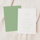 Invitation Mariage Élégant Botanique Vert Sauge Simple