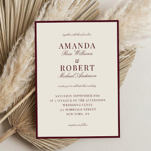 Invitation Mariage Élégant Bourgeoisie Burgundy