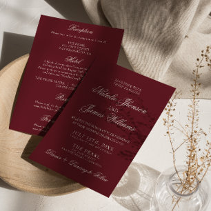 Invitation Mariage Élégant Bourgeoisie Classique Tout-en-Un