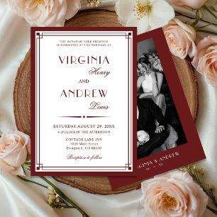 Invitation Mariage Élégant Bourgeoisie Luxueux Bourgogne