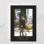 Invitation Mariage Elegant Bourgogne Floral Black Gold Photo (Dos)