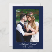 Invitation Mariage Elegant Bourgogne Floral Blue Photo (Dos)